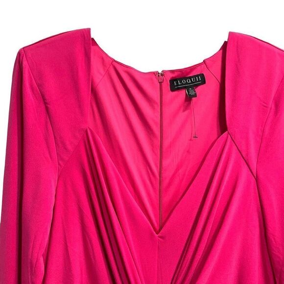 Eloquii front twist midi dress Size 18 magenta hot pink - Picture 5 of 11